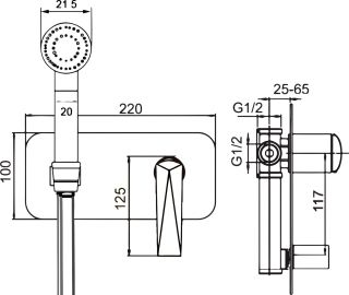 Гигиенический душ Boheme Venturo со смесителем чёрный/золото 387-B